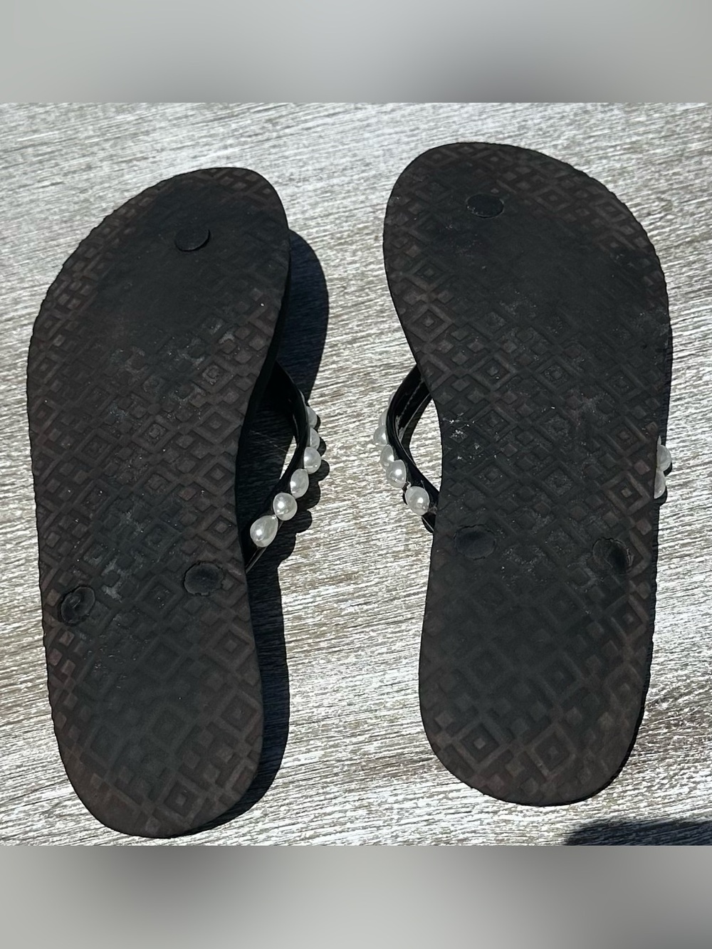Tory Burch Black & Pearl Sandals Flip Flops 9.5 - Picture 4 of 4
